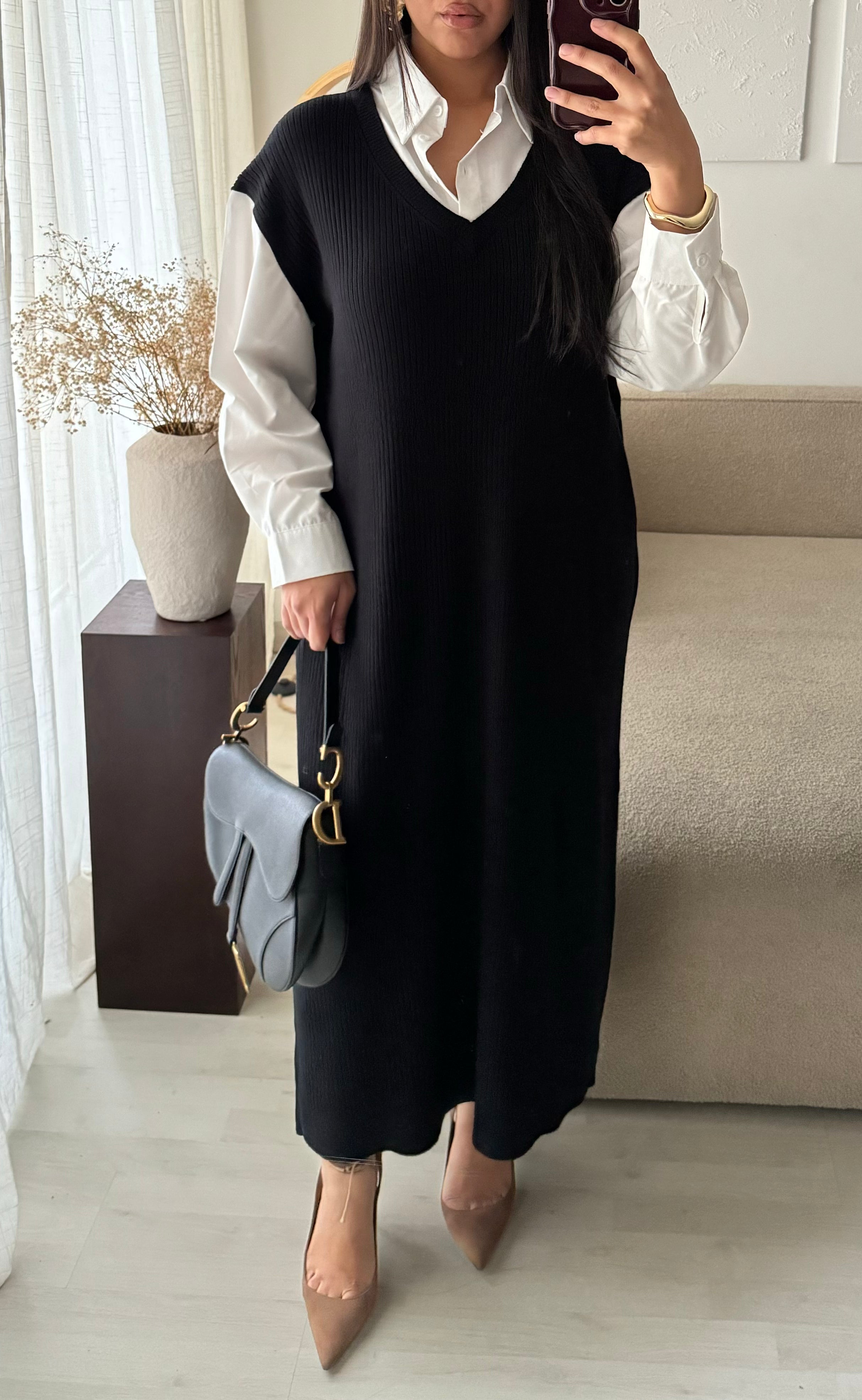 Robe pull chemise- Amaya Noir