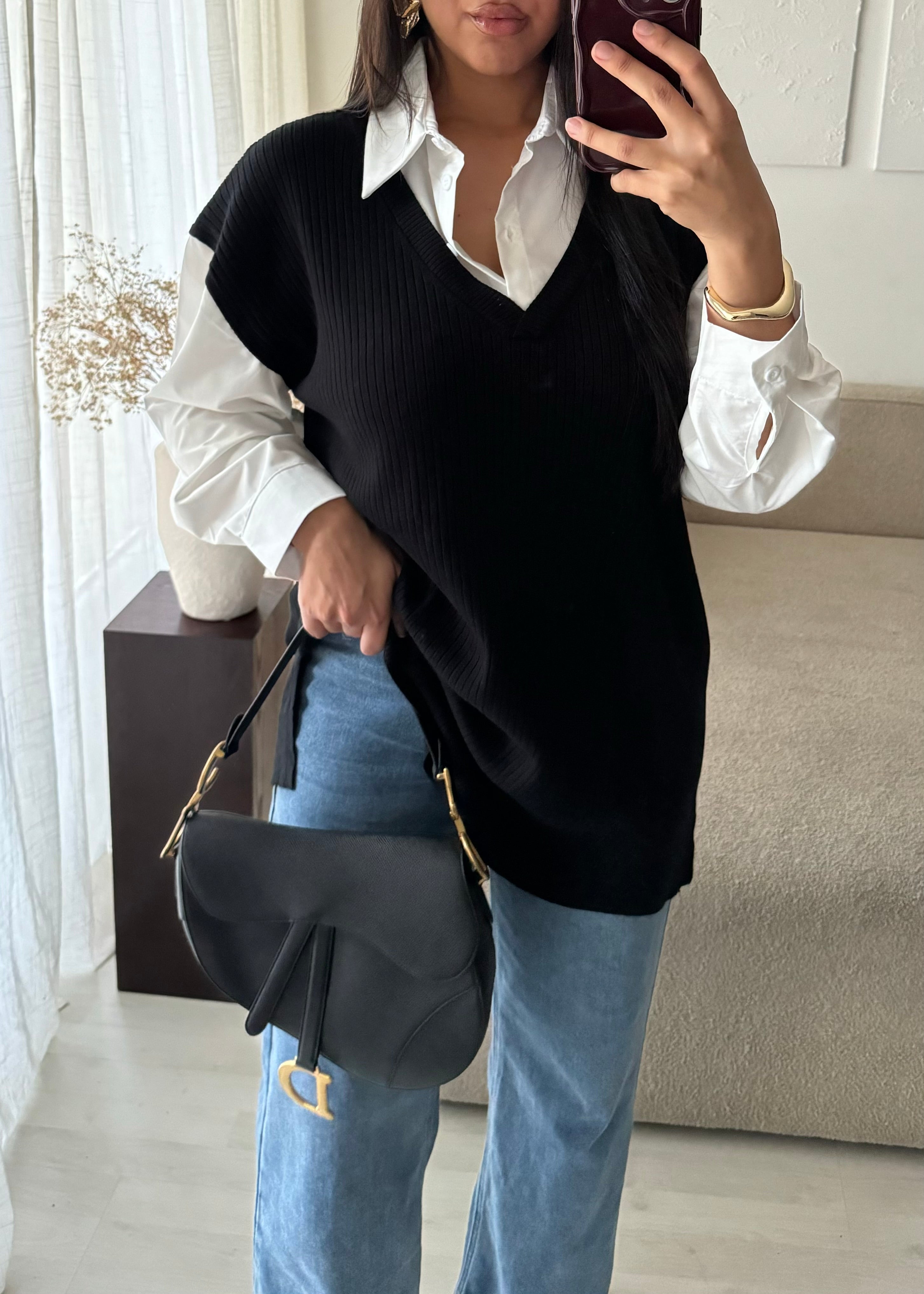 Pull chemise Ama- Noir