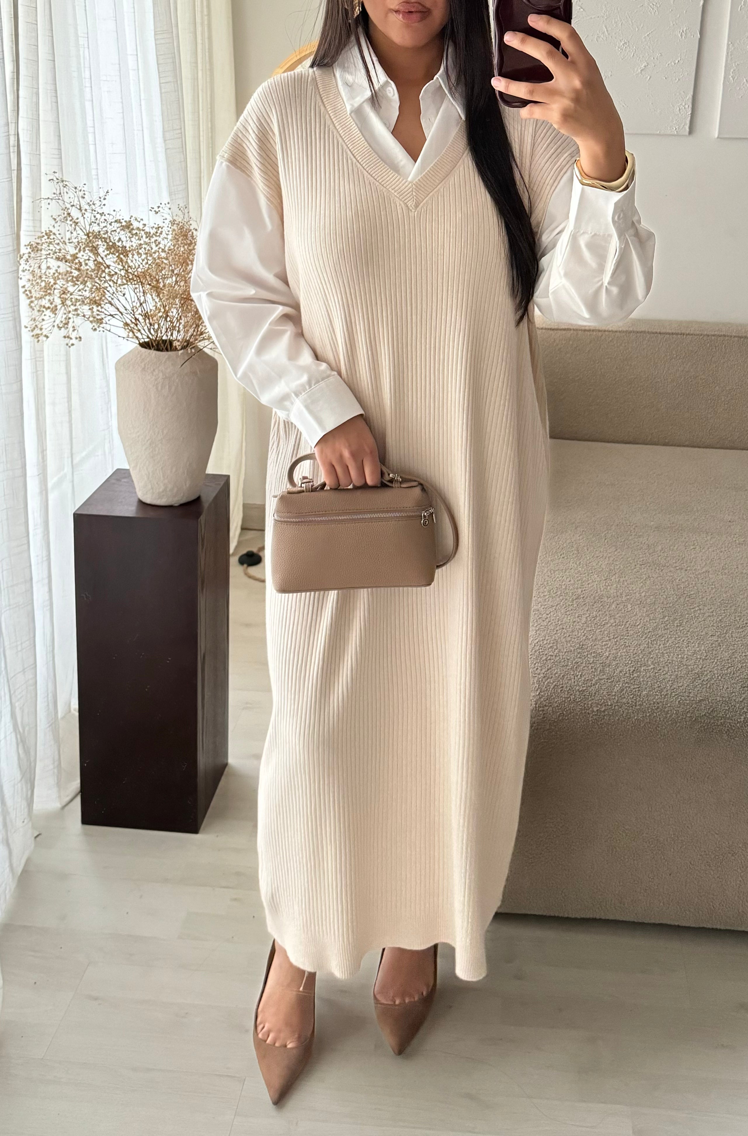 Robe pull chemise- Amaya Beige