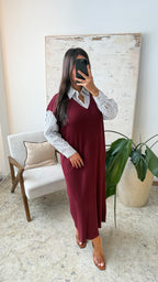 Robe pull chemise Amaya- Bordeaux