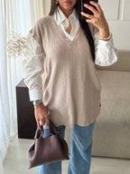 Pull chemise Ama- Taupe