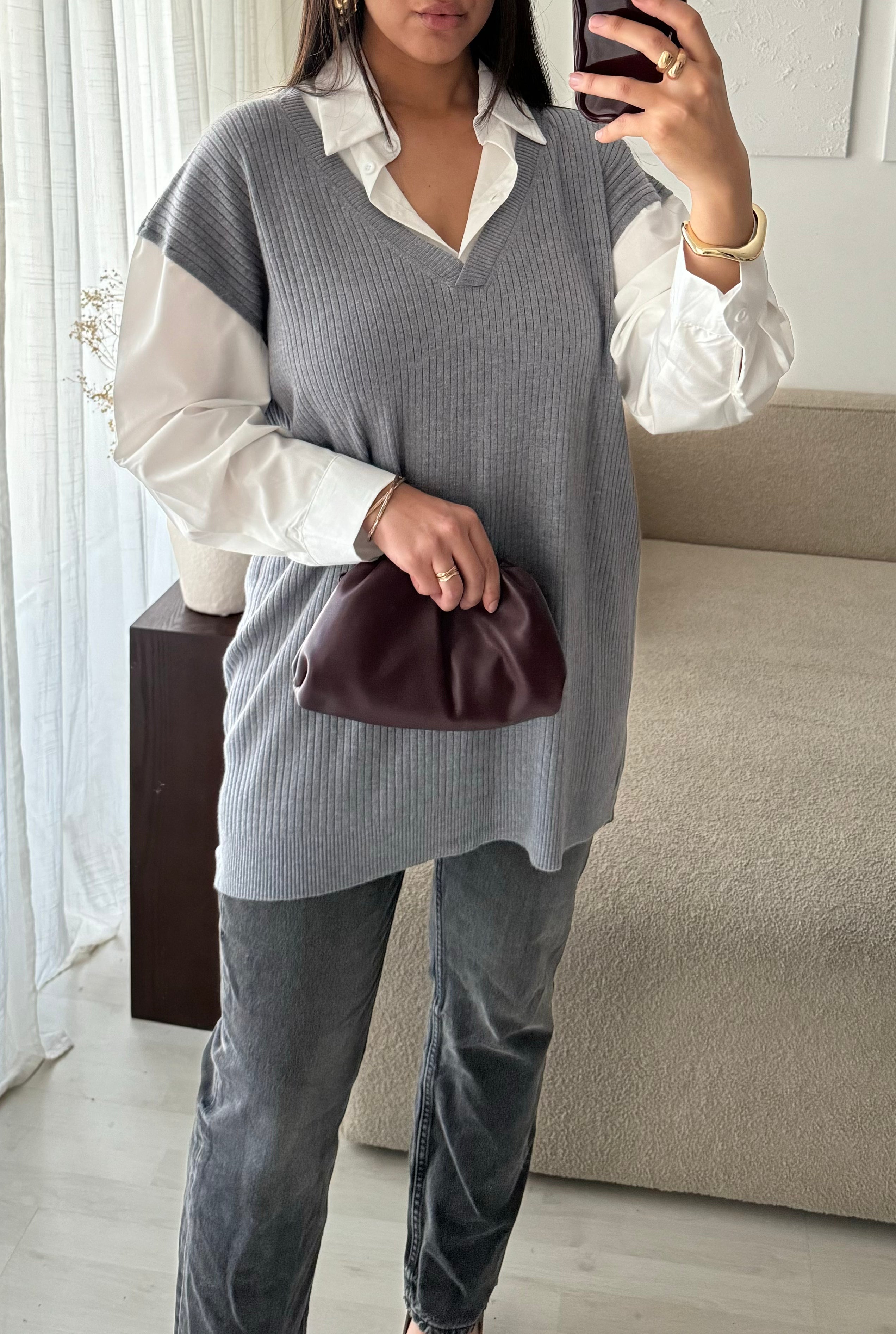 Pull chemise Ama- Gris