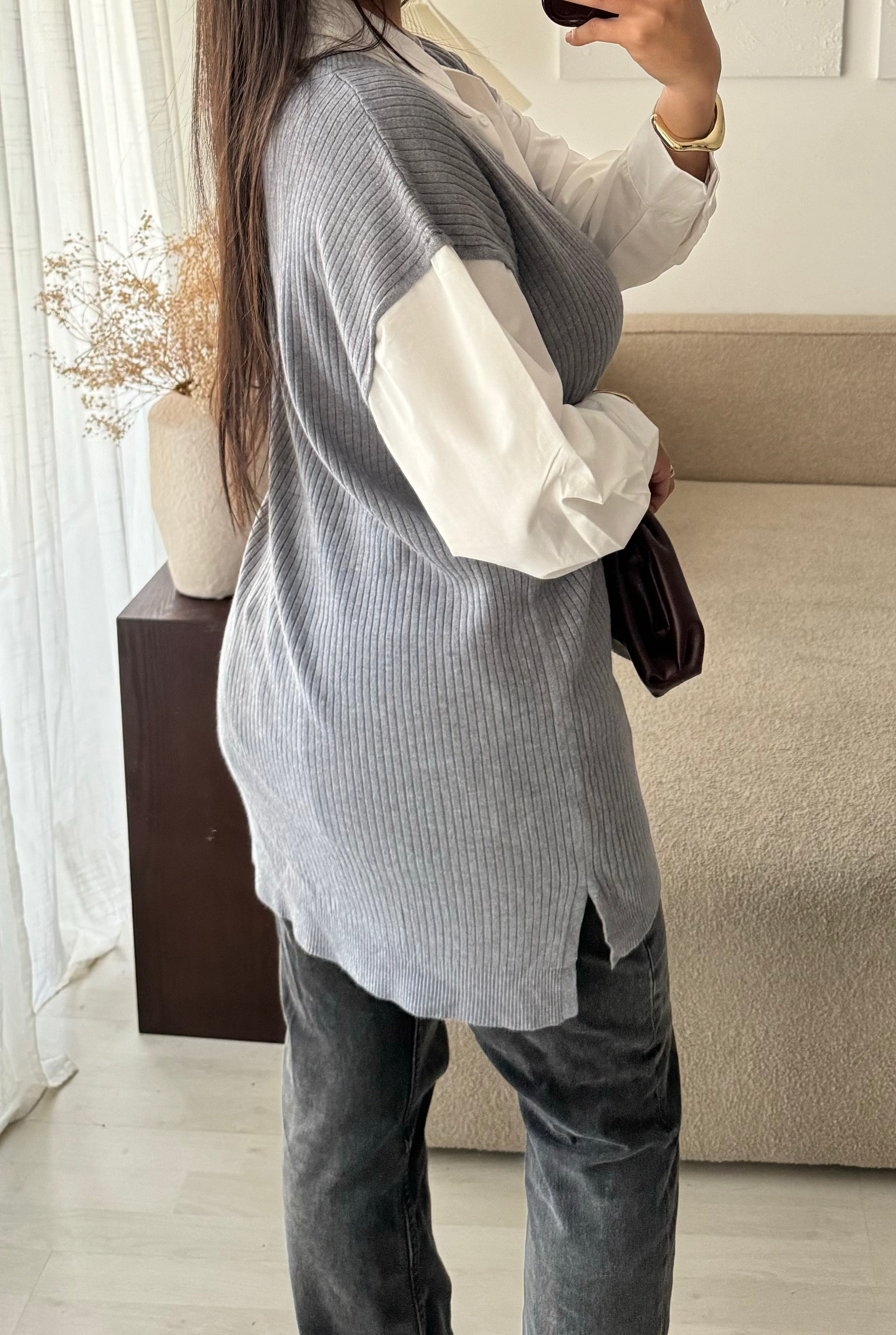 Pull chemise Ama- Gris